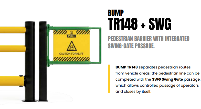 BUMP TR148 + SWG PEDESTRIAN BARRIER WITH INTEGRATED SWING-GATE PASSAGE